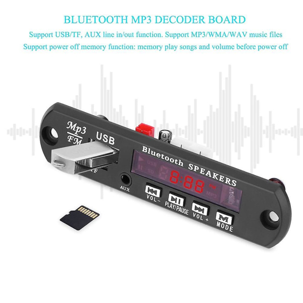 Dc 12v 5v Bluetooth högtalarmikrofon Fm Kit H s 12V