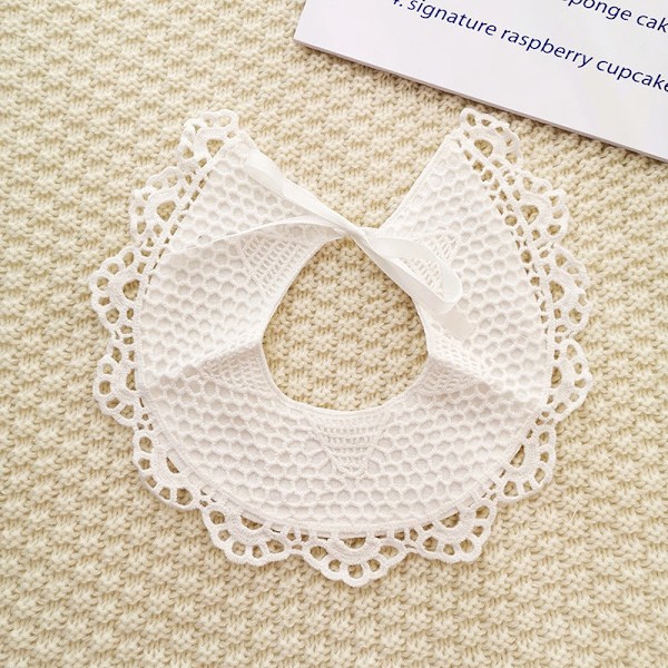 Dame falsk krage Avtakbar halv Blonde Bib Prinsesse Vintage Snowflake White