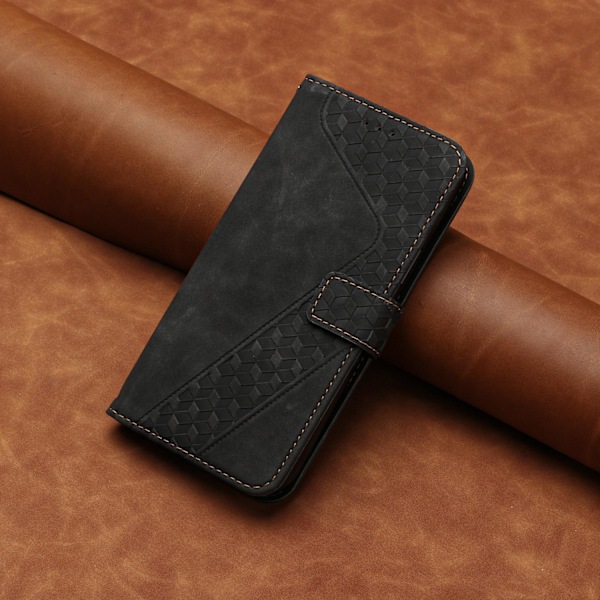 Etui til iPhone iPhone 14 sort Soft-Touch Præget Wallet med Kortholder Flip