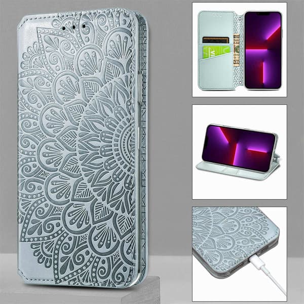 Etui til iPhone 15 Plus grå Export Magnetisk Flip Wallet med Kortholder Stand Wallet med Kortholder