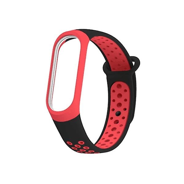 Svart Röd Svart Röd Silikon Armbandsrem kompatibel med Xiaomi Mi Band 3 & 4