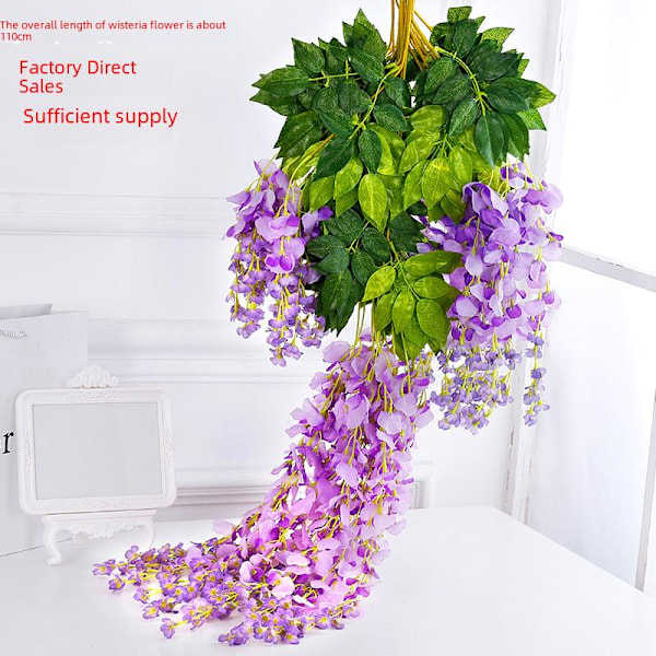 Keinotekoinen riippuva wisteria-rottinkikoriste - Salattu kukkaköynnös kauppakeskuksiin Matches the image 110cm