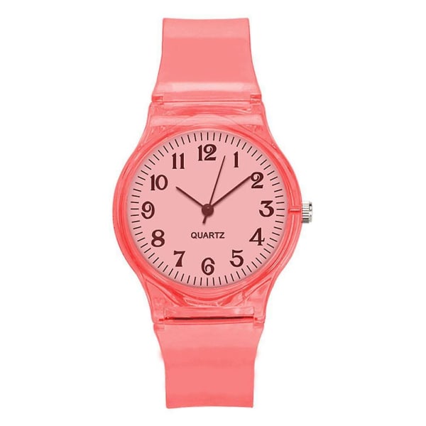Mode Transparent C y Färg Plast B Casual Quartz Watch red