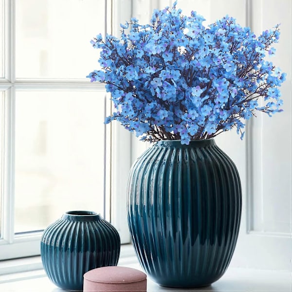 10 Bunt Kunstig Brudeslør Blomster Falsk Gypsophila Bukett Faux Silke Blomster (Blå) Blue