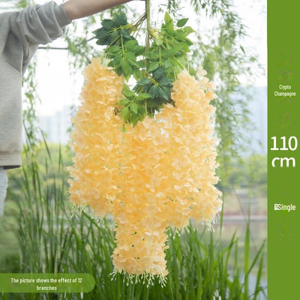 Keinotekoinen riippuva wisteria-rottinkikoriste - Salattu kukkaköynnös kauppakeskuksiin Matches the image 110cm