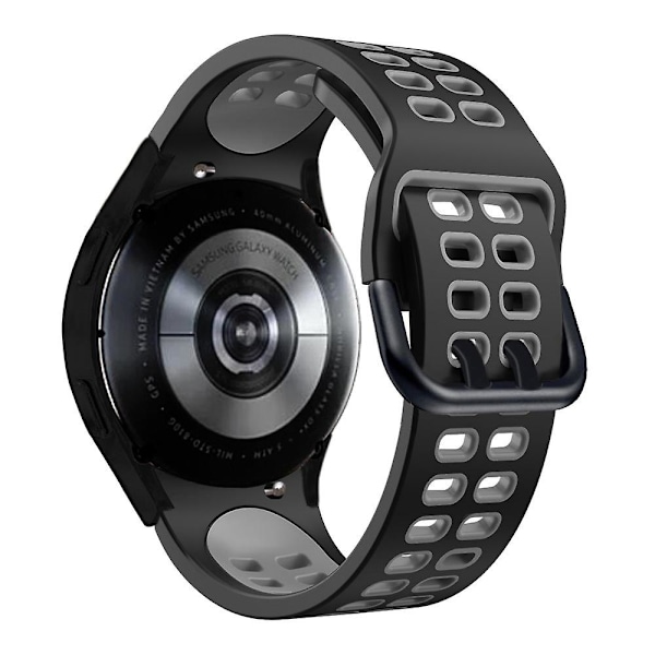 Musta Harmaa Musta Harmaa Silikoni Kellon Ranneke yhteensopiva Samsung Galaxy Watch 4 44mm kanssa
