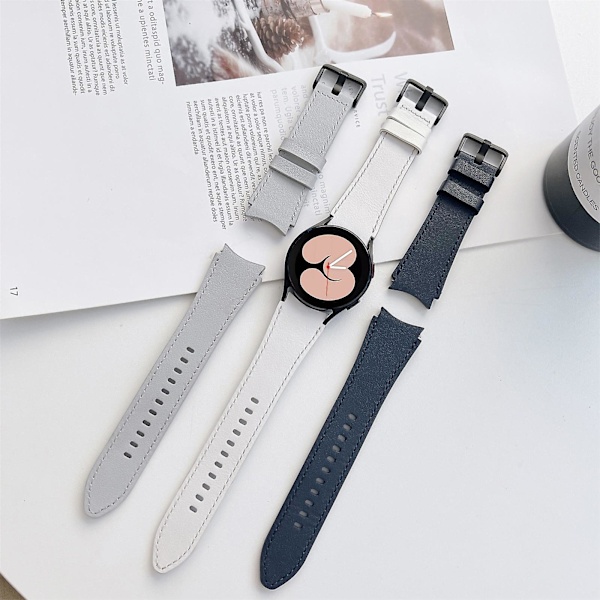 Grått grått läderarmband kompatibelt med Samsung Galaxy Watch4 40mm / 44mm