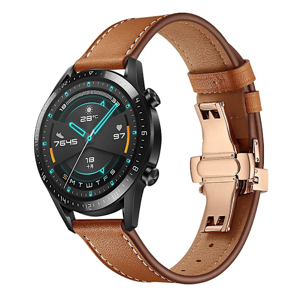 Brun Brun 20mm Fjärilslås Klockarmband Roséguld Spänne