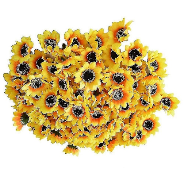 100 st Konstgjorda Gula Solroshuvuden i Siden 4,5 cm; Blommor i Tyg