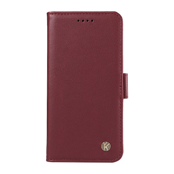Etui til iPhone 15 Pro Vinrød Matt Soft-Touch Side Spenne Flip Lommebok med Kortholder