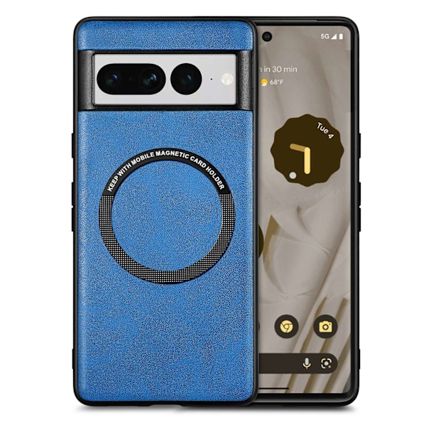 Kotelo iPhone 14 Pro Max -puhelimelle, sininen nahka, magneettinen langaton laturi, business, yksivärinen