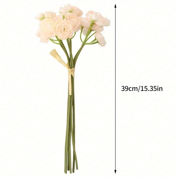 3 Bunter Lange Stilker Ranunkler Kunstige Kameliablomster for Bryllup, Fester og Hjemmeinnredning, Perf Pink 3 Bunches
