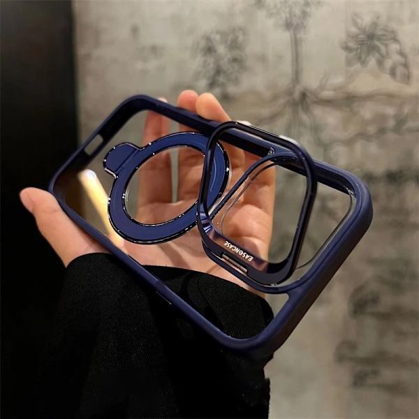 Fodral för iPhone 16 Plus Magnetiskt Stativ Linsdetalj Marinblå Noz30748