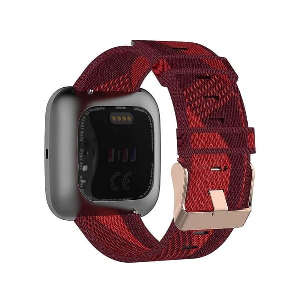 Rød Rødstripet Vevd Nylon Armbåndsrem kompatibel med Fitbit Versa 2, Fitbit Versa, Fitbit Versa Lite, Fitbit Blaze