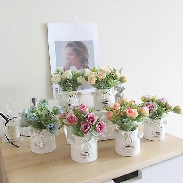 1 stk. Kunstig Blomst Keramisk Potte Bonsai Scene Have Bryllup Hjemmefest Dekoration Pink