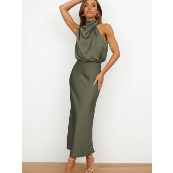 Satin ärmlös klänning Fashionabla eleganta skor Apricot L