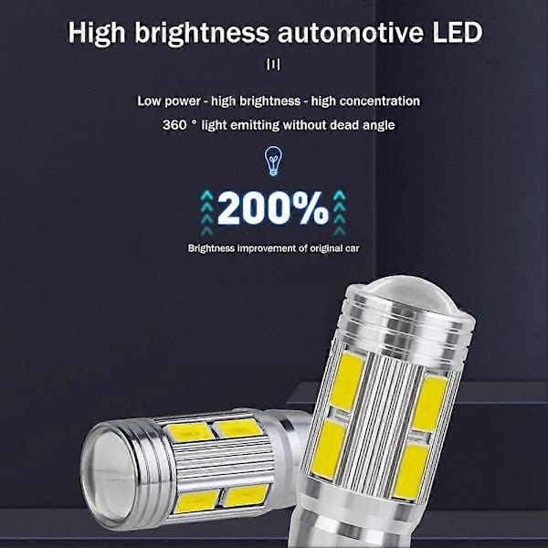 2 STK W5W T10 12V 6000K 5630 10 SMD Bil LED Pære Canbus Skiltlys Kile Side Blinklys S