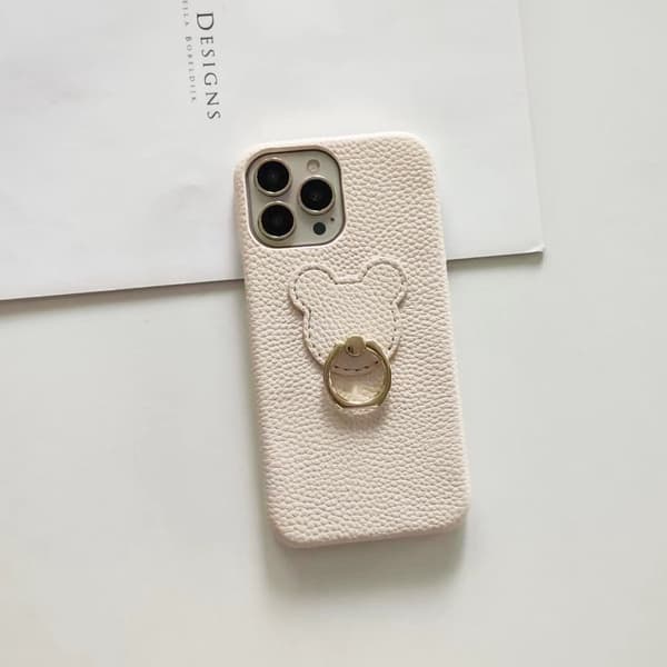 Etui til iPhone 13 Mini Stand Lædertekstur Ventileret Off White