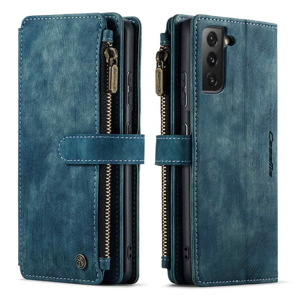 Etui til iPhone 13 blå Flip Lommebok med Kortholder Magnetisk