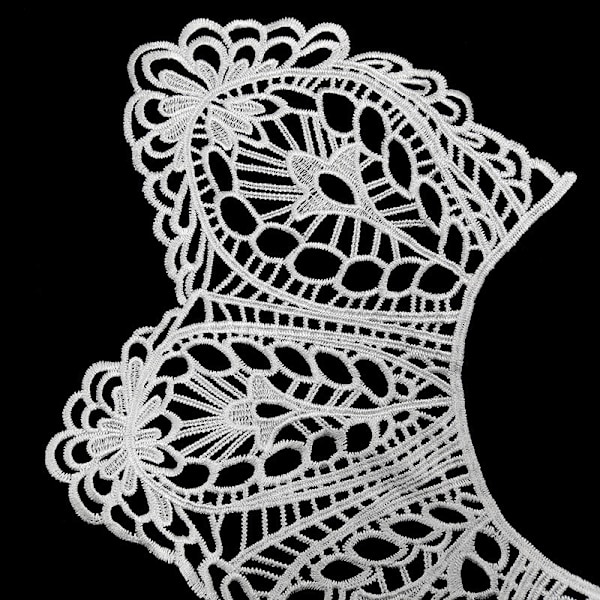 Dame falsk krage Avtakbar halv Silke Broderi Bryst DIY White