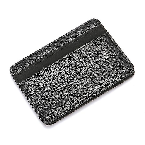 Erittäin Ohut PU-nahkainen Naisten Miesten Taikalompakko Mini Pieni Kolikkokukkaro Kannettava Lyhyt Business Luottokorttikotelo Clutch-laukku Black