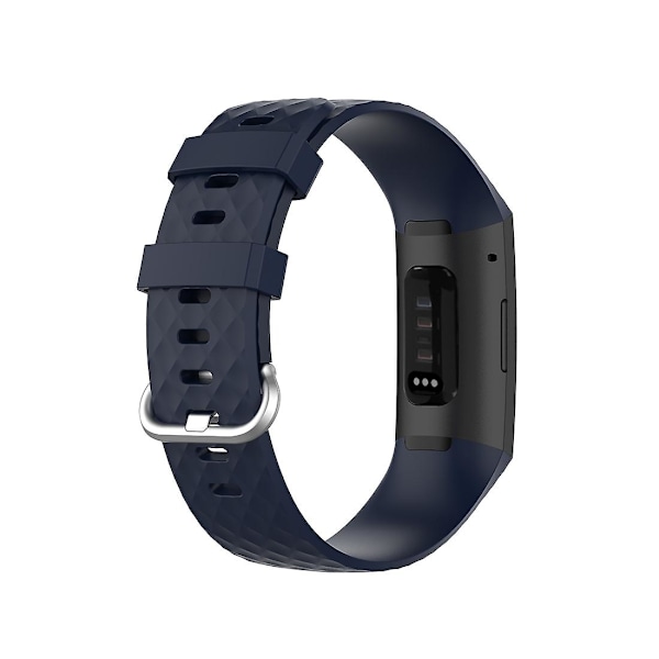 Laivastonsininen Laivastonsininen 18mm Hopeanvärinen Solki Tpu Ranneke Kellonranneke yhteensopiva Fitbit Charge 4 / Charge 3 / Charge 3 Se kanssa, Koko: L