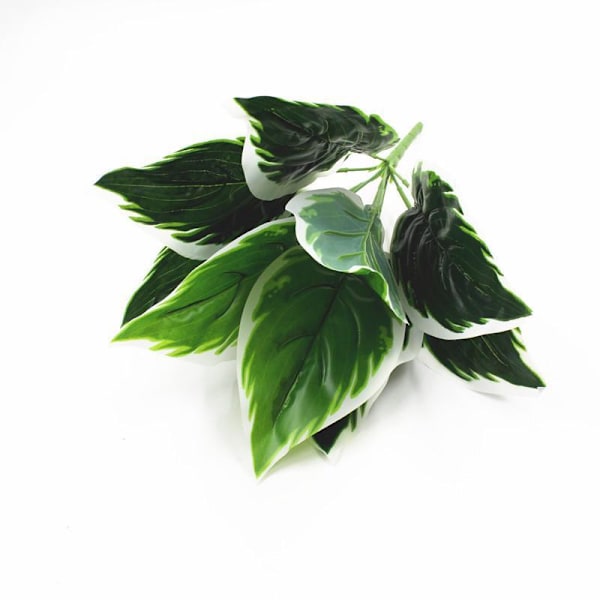 Kunstig Skildpaddeblad Grøn Dekoration - 9-Hoveder Falske Blade til Væg- eller Potteudstillinger Matches the image 9 white spot evergreen
