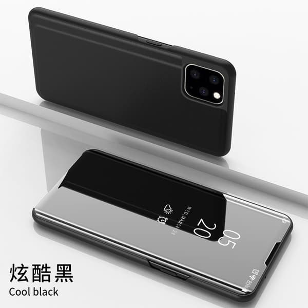 Etui til iPhone 15 Kul Svart 3D speil smart flip stativ