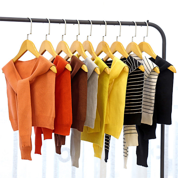Dam Fejk Krage Avtagbar Halv Sjal Stickat Ytterplagg De Striped black