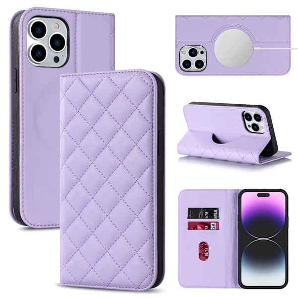 Fodral för iPhone 15 Promax Lila Trådlösa Laddare Magnetisk Flip