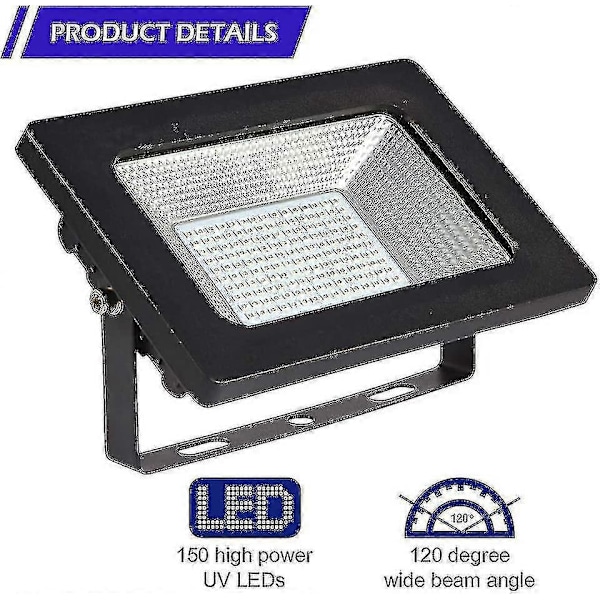 [2 Stk.] LED Sortlys Spotlight, Lunsy UV Floodlight 30W Sortlyslampe Festlys, IP66 Vandtæt Fluorescerende Blacklight Med 150 LEDs UV Lys F