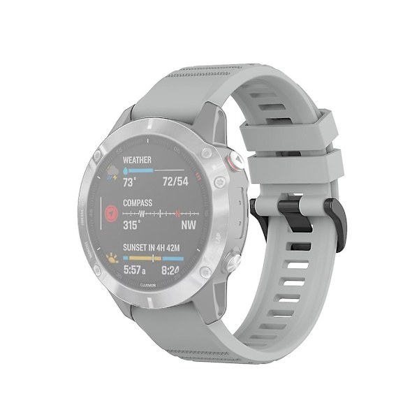 Grå Grå Officiel Tekstur Urrem kompatibel med Garmin Fenix 6 22mm