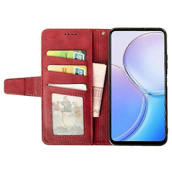 Til Hmd Skyline Etui Læder Wallet Telefon Cover Stativ Kalvetekstur Red