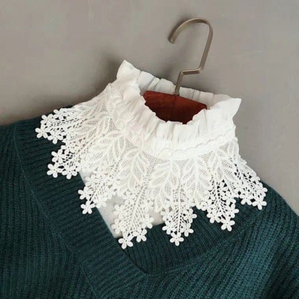 Dame falsk krage Avtakbar halv Chiffon Matchende Skjorte Fas white