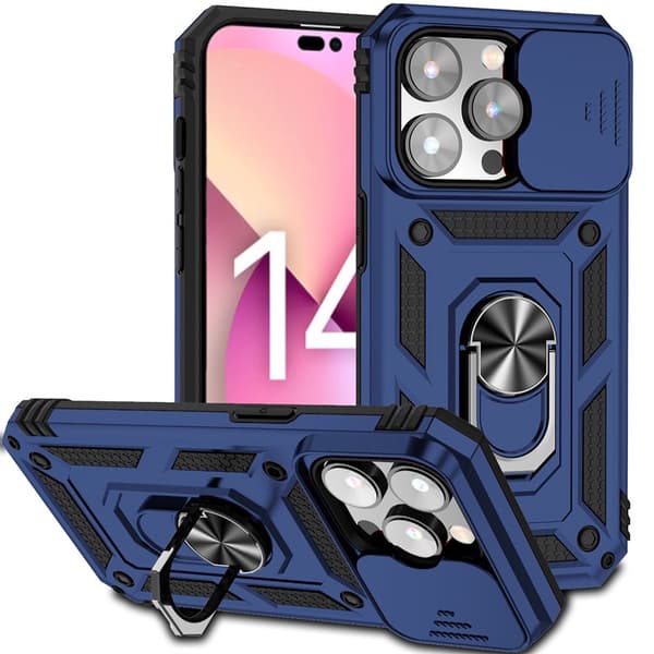 Etui til iPhone 15 Sergeants Sliding Window Ring Blå