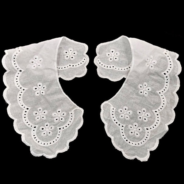 Dame falsk krave Aftagelig halv Bomuld Broderet Skulder White White