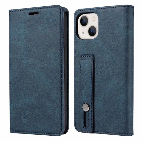 Etui til iPhone 16 Pro blå håndledsflip