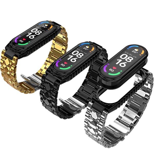 Sort Sort Rustfrit Stål Urrem kompatibel med Xiaomi Mi Band 6 / 5
