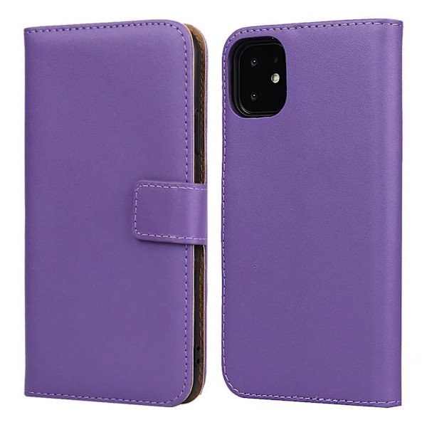 Kotelo iPhone 15 Pro Max -puhelimelle, violetti vasikannahkainen läppälompakko korttipidikkeellä