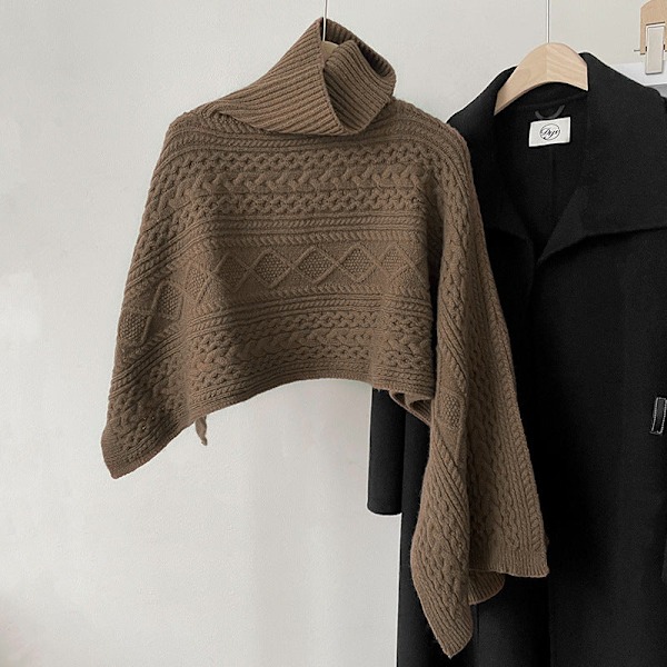 Dame falsk krage Avtakbar halv Turtleneck Pullover Strikket Coffee color 120cm
