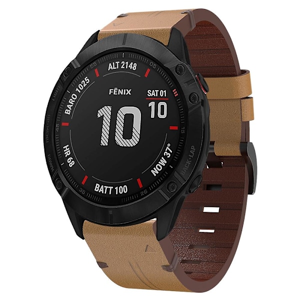 Læderurrem kompatibel med Garmin Fenix 6x Pro