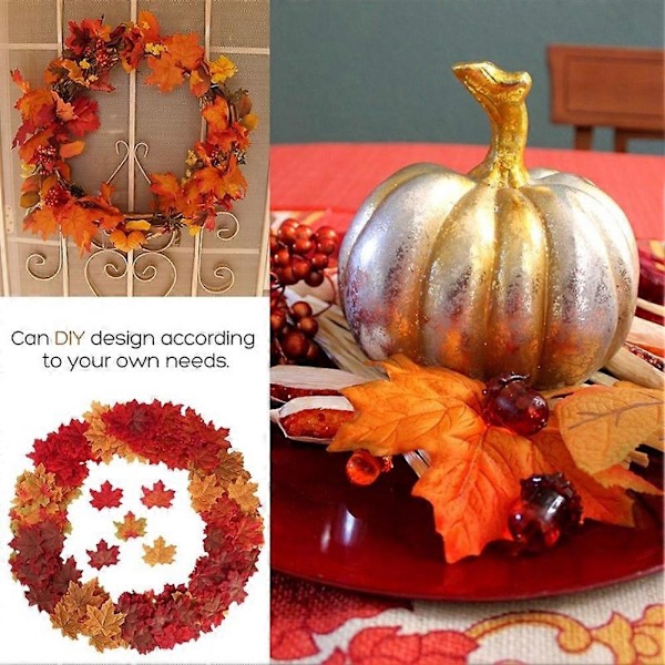 50 stk. 8 cm Simulerte Kunstige Lønneblader for Hjemmebryllup Thanksgiving Dekor