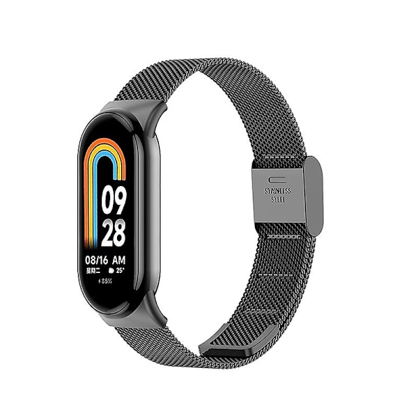 Svart Svart Spänne Metall Klockarmband kompatibelt med Xiaomi Mi Band 8