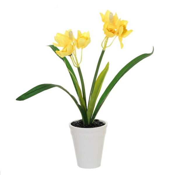 Kunstig Narcissus i Potte 2 Hoveder Borddekoration Falsk Potteplante Boligartikler Yellow