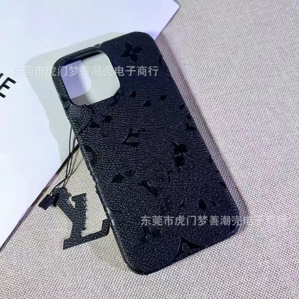 Etui til iPhone 14plus Sort - Hårdt Cover med Hængemærke Klassisk lædertekstur hård par stil let luksus