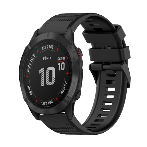 Svart Svart Silikon Klokkereim kompatibel med Garmin Fenix 6 Gps