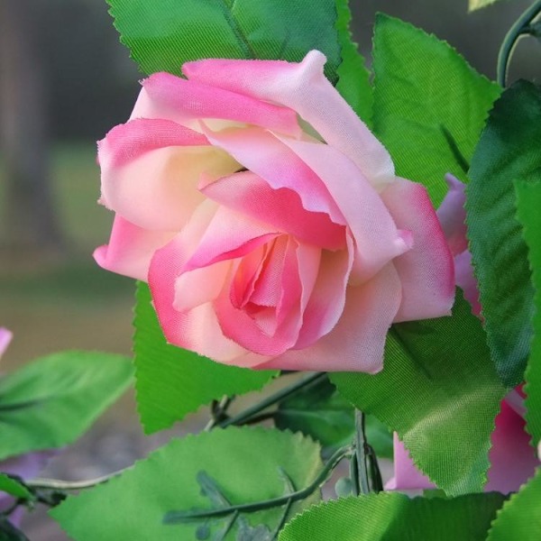 2,4 m Kunstig Blomstrende Silke Rose Blomster Ranke Efeu Hjem Bryllupsdekoration Purple