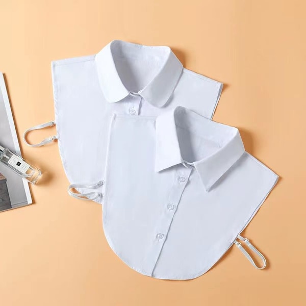 Dame falsk krage Avtakbar skjortedekorasjon rund hals S White square-cut collar
