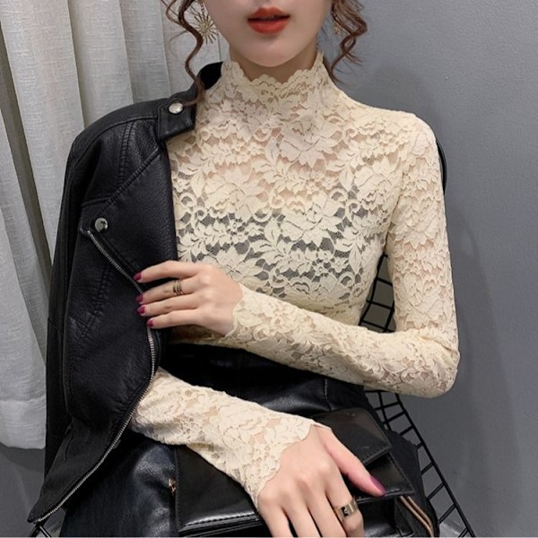 Dame falsk krage Avtakbar halv turtleneck Western Style S Beige Plus size