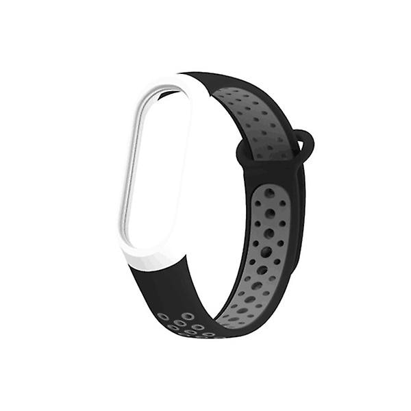 Sort Grå Sort Grå Silikone Urrem kompatibel med Xiaomi Mi Band 3 & 4
